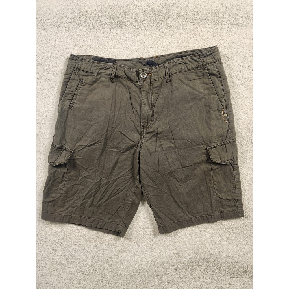 Tommy Bahama Relax Cargo Shorts Size 35 Green Pockets VTG Style